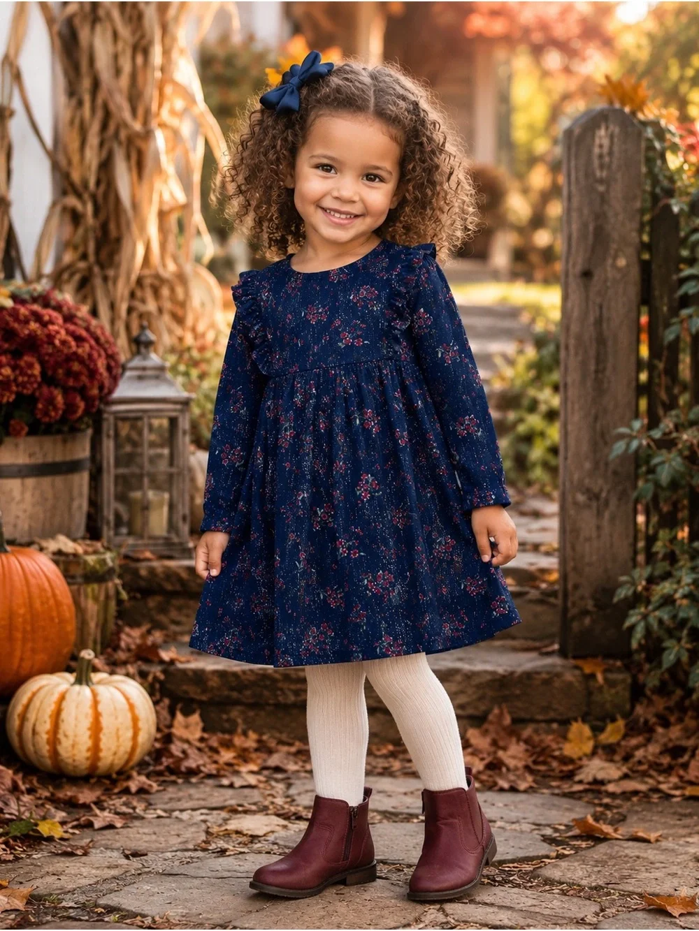 OshKosh B’gosh Girls 4T Floral Dress Eyelet Sleeves Button Back NWOT